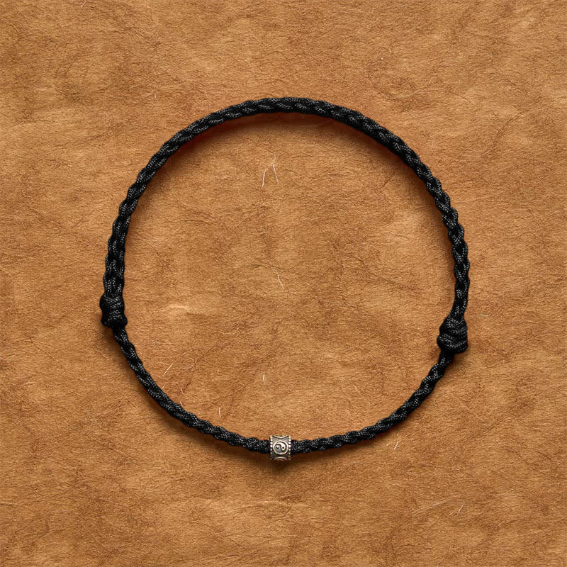 Buddha Stones Pulsera tobillera de protección Yin Yang de plata de ley 925 con hilo negro y rojo - image 16
