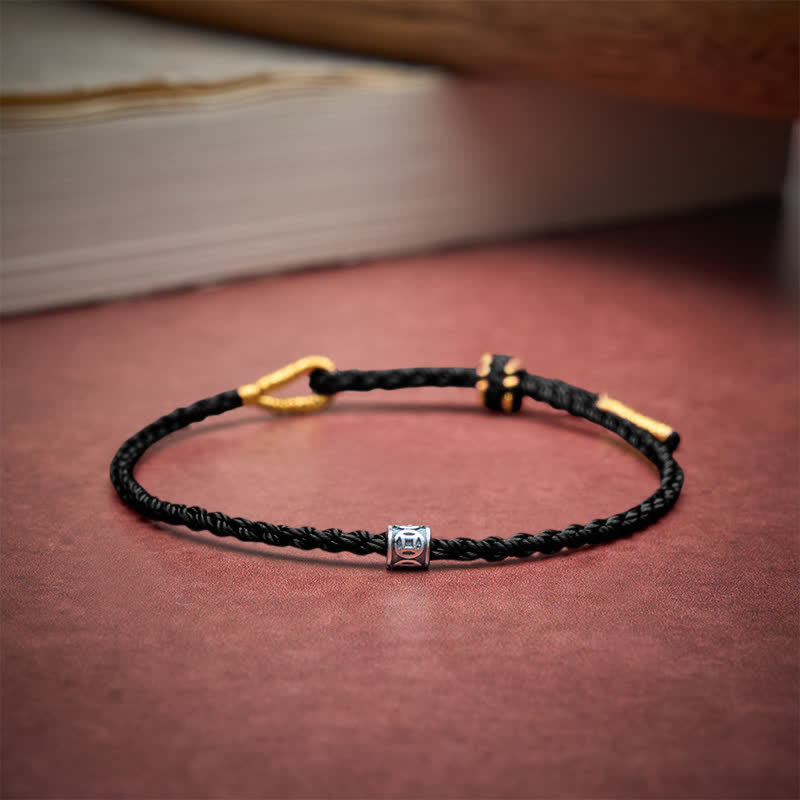 Buddha Stones Pulsera minimalista de plata de ley 925 con hilo negro y rojo y protección de monedas chinas. - image 15