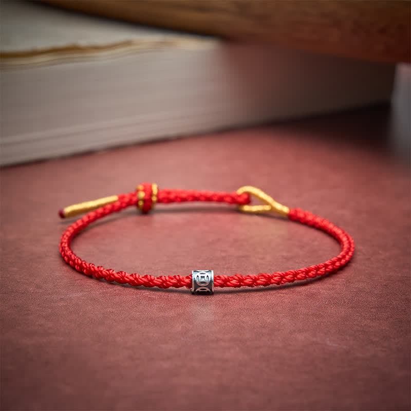 Buddha Stones Pulsera minimalista de plata de ley 925 con hilo negro y rojo y protección de monedas chinas. - image 11