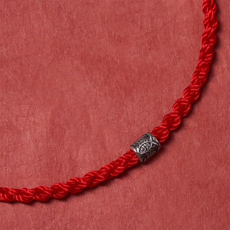 Buddha Stones Pulsera de protección con forma de pez koi de plata de ley 925 con hilo rojo - image 4