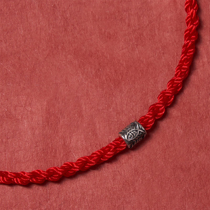 Buddha Stones Pulsera de protección con forma de pez koi de plata de ley 925 con hilo rojo - image 4