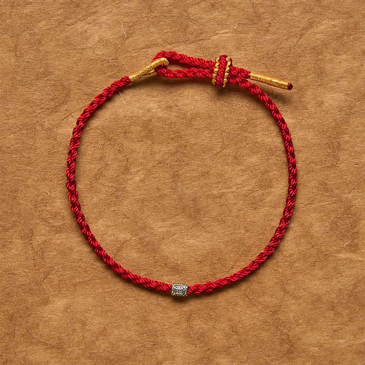 Buddha Stones Pulsera de protección con forma de pez koi de plata de ley 925 con hilo rojo - image 11