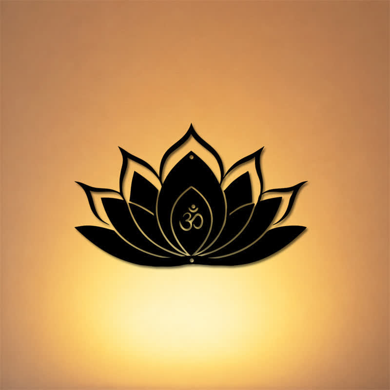 Buddha Stones Loto OM Mindfulness Zen Silueta Hierro Símbolos Significativos Arte de Pared - image 0