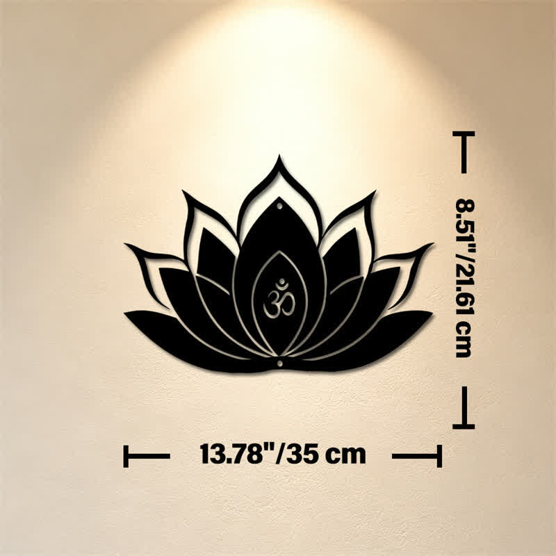 Buddha Stones Loto OM Mindfulness Zen Silueta Hierro Símbolos Significativos Arte de Pared - Aprox. 35 cm x 21,61 cm x 0,1 cm / 13,78 pulgadas x 8,51 pulgadas x 0,04 pulgadas - image 6