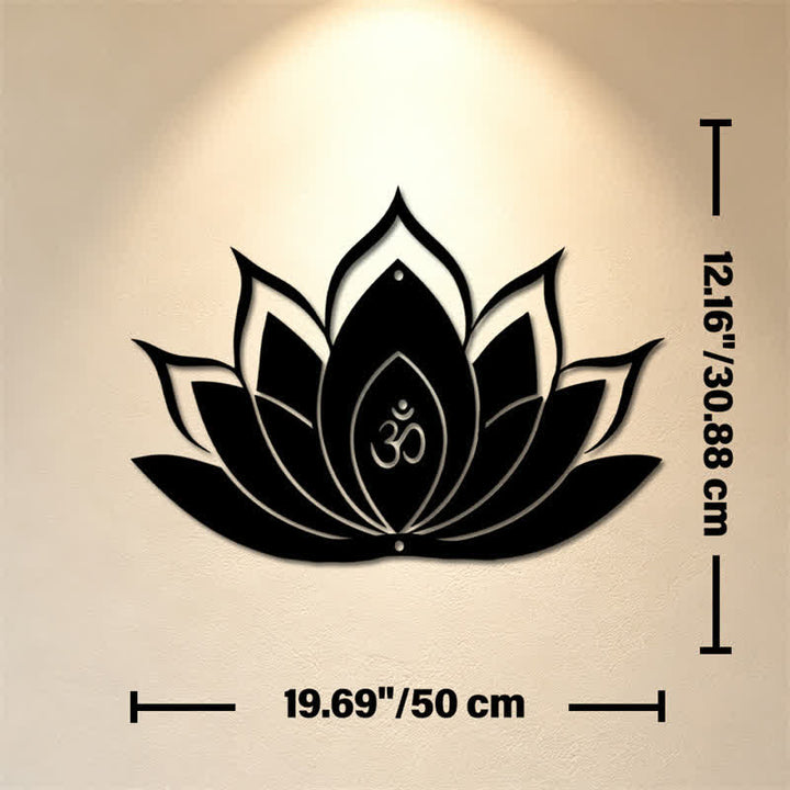 Buddha Stones Loto OM Mindfulness Zen Silueta Hierro Símbolos Significativos Arte de Pared - Aprox. 50 cm x 30,88 cm x 0,12 cm / 19,69 pulgadas x 12,16 pulgadas x 0,05 pulgadas - image 8