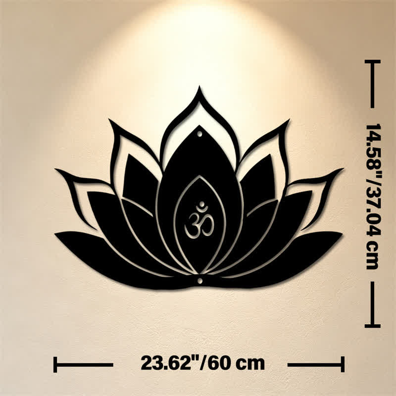 Buddha Stones Loto OM Mindfulness Zen Silueta Hierro Símbolos Significativos Arte de Pared - Aprox. 60 cm x 37,04 cm x 0,12 cm / 23,62 pulgadas x 14,58 pulgadas x 0,05 pulgadas - image 12