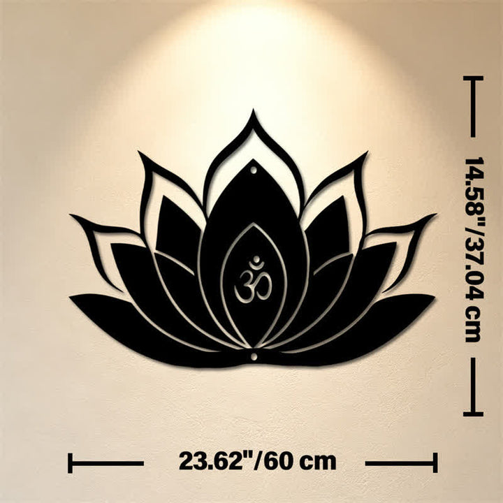 Buddha Stones Loto OM Mindfulness Zen Silueta Hierro Símbolos Significativos Arte de Pared - Aprox. 60 cm x 37,04 cm x 0,12 cm / 23,62 pulgadas x 14,58 pulgadas x 0,05 pulgadas - image 12