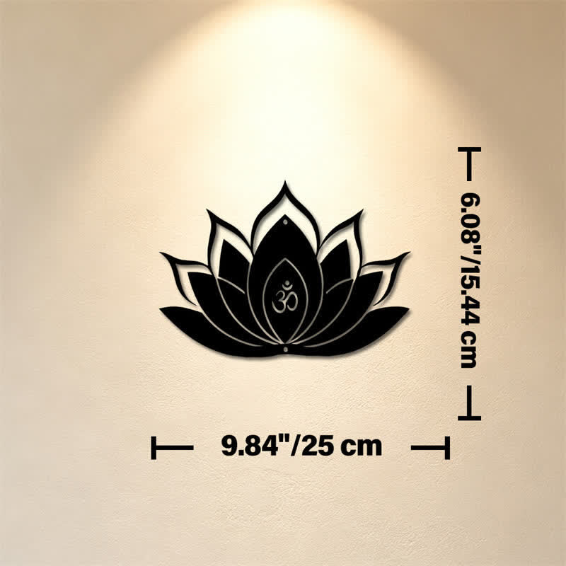 Buddha Stones Loto OM Mindfulness Zen Silueta Hierro Símbolos Significativos Arte de Pared - Aprox. 25 cm x 15,44 cm x 0,1 cm / 9,84 pulgadas x 6,08 pulgadas x 0,04 pulgadas - image 1