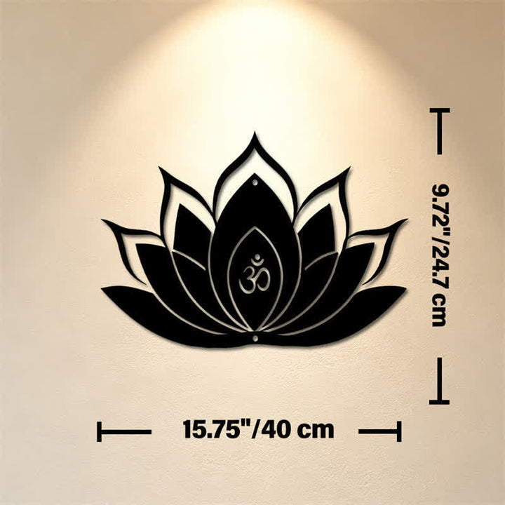 Buddha Stones Loto OM Mindfulness Zen Silueta Hierro Símbolos Significativos Arte de Pared - Aprox. 40 cm x 24,70 cm x 0,1 cm / 15,75 pulgadas x 9,72 pulgadas x 0,04 pulgadas - image 7