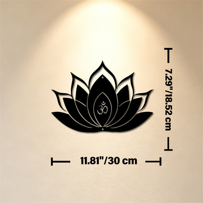 Buddha Stones Loto OM Mindfulness Zen Silueta Hierro Símbolos Significativos Arte de Pared - Aprox. 30 cm x 18,52 cm x 0,1 cm / 11,81 pulgadas x 7,29 pulgadas x 0,04 pulgadas - image 3