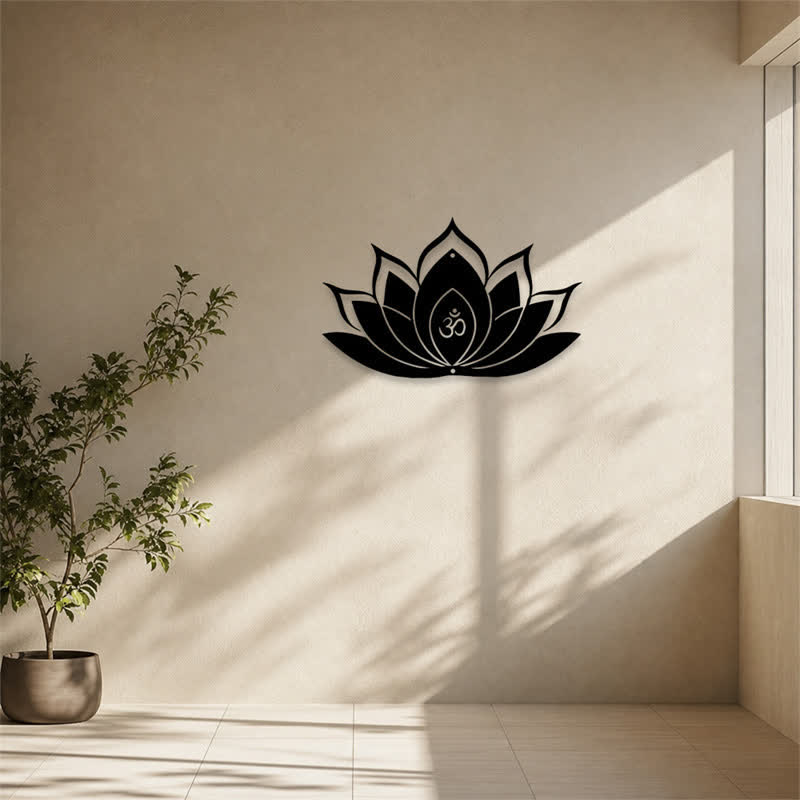Buddha Stones Loto OM Mindfulness Zen Silueta Hierro Símbolos Significativos Arte de Pared - image 9
