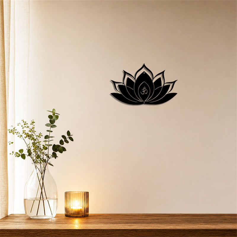Buddha Stones Loto OM Mindfulness Zen Silueta Hierro Símbolos Significativos Arte de Pared - image 4