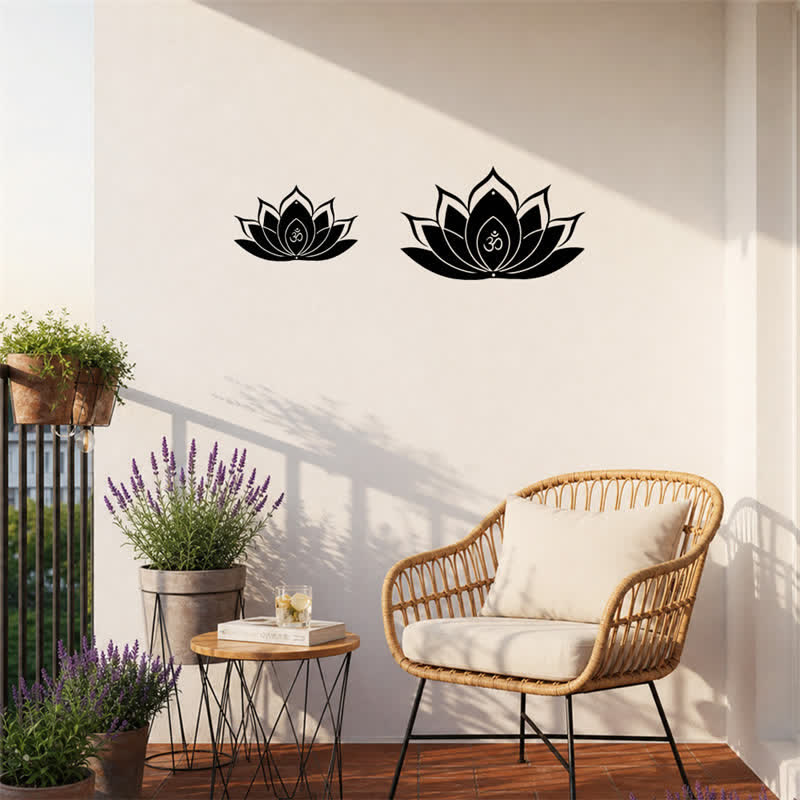 Buddha Stones Loto OM Mindfulness Zen Silueta Hierro Símbolos Significativos Arte de Pared - image 2
