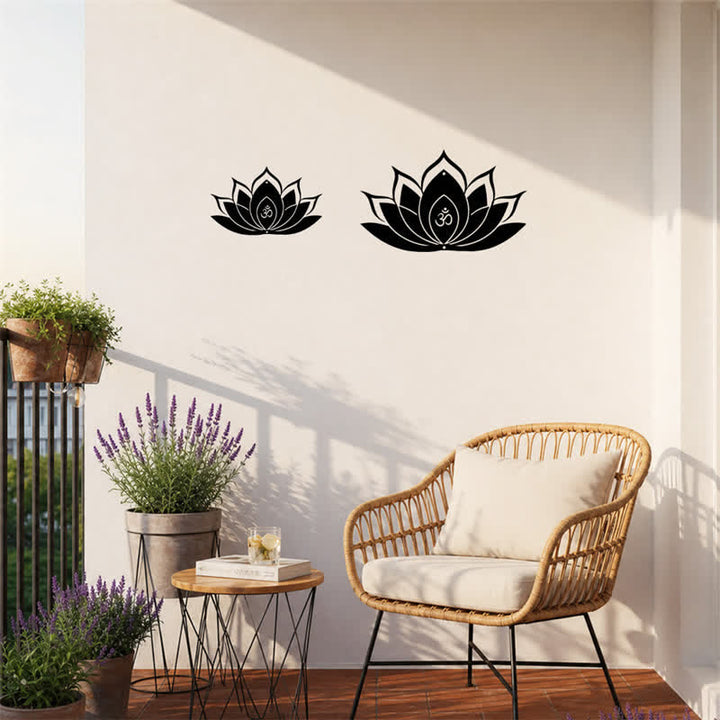 Buddha Stones Loto OM Mindfulness Zen Silueta Hierro Símbolos Significativos Arte de Pared - image 2