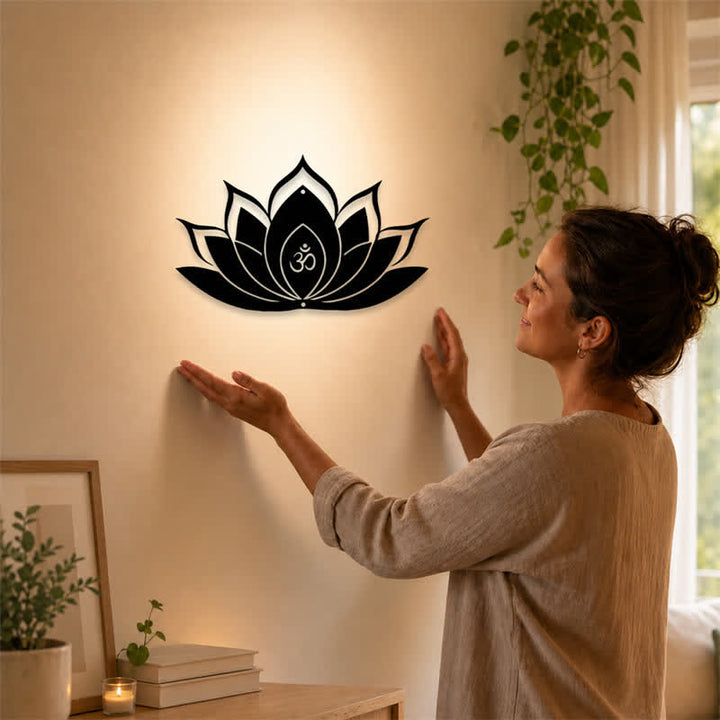 Buddha Stones Loto OM Mindfulness Zen Silueta Hierro Símbolos Significativos Arte de Pared - image 10
