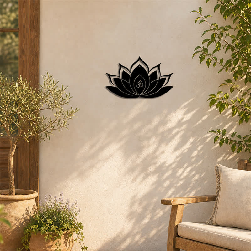Buddha Stones Loto OM Mindfulness Zen Silueta Hierro Símbolos Significativos Arte de Pared - image 5