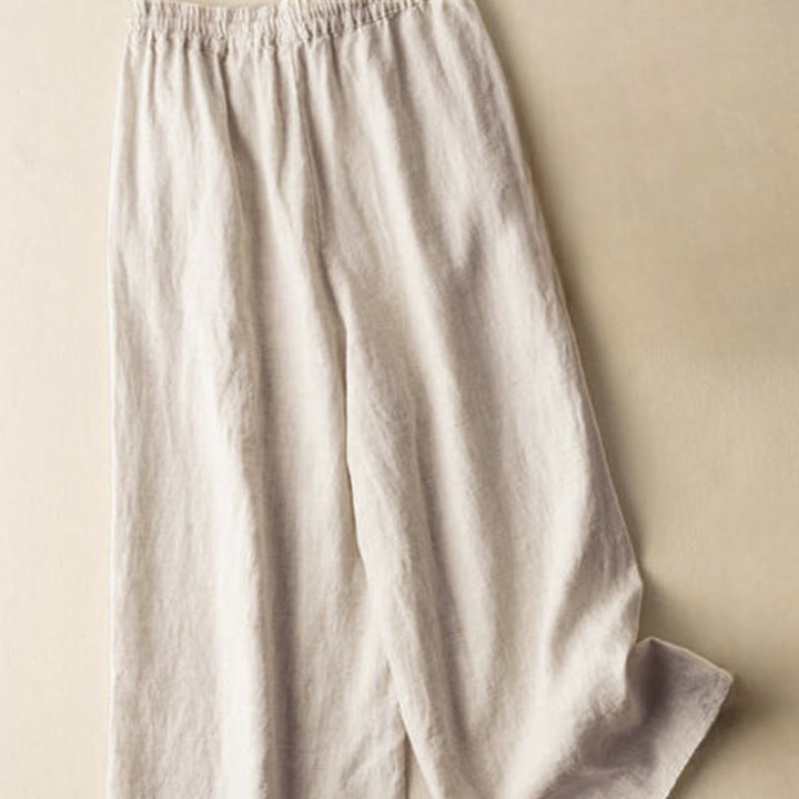 Pantalones de mujer de pierna ancha con cordón ajustable y bolsillos, con bordado informal de Buddha Stones y estilo bohemio. - image 2