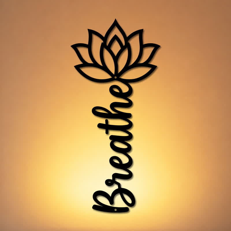 Buddha Stones Lotus Breathe New Beginnings (Respiración de Loto) - Arte de Pared Vertical en Hierro con Símbolos Significativos - image 0