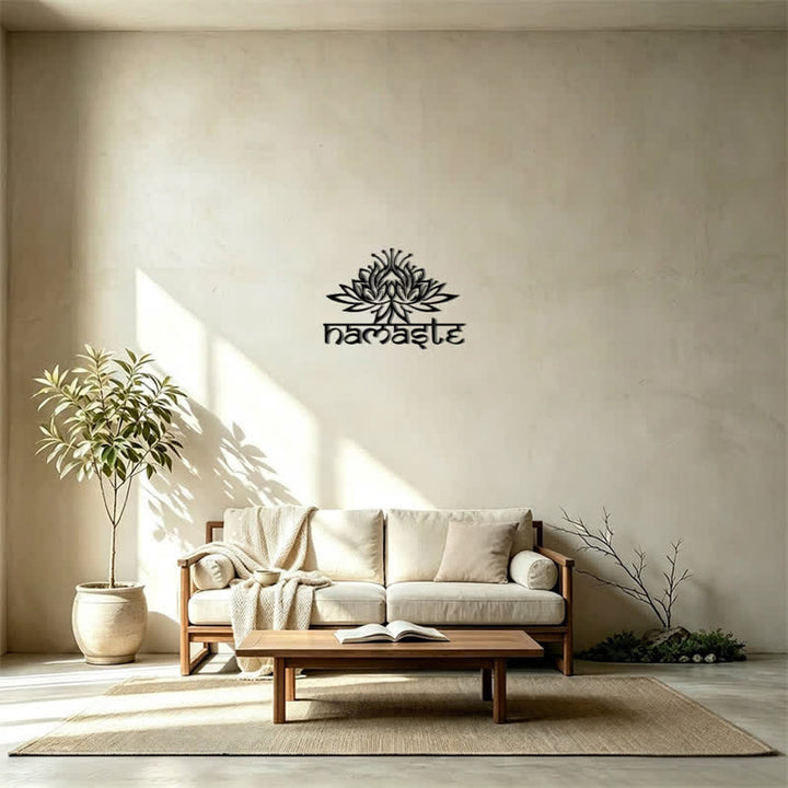 Buddha Stones Decoración de pared de metal y hierro con la inscripción Namaste Peace de Loto Negro - image 14