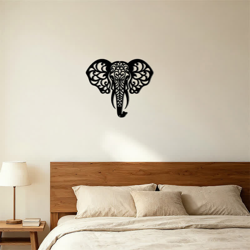 Buddha Stones Decoración de pared de hierro con forma de elefante sagrado que simboliza la sabiduría. - image 11