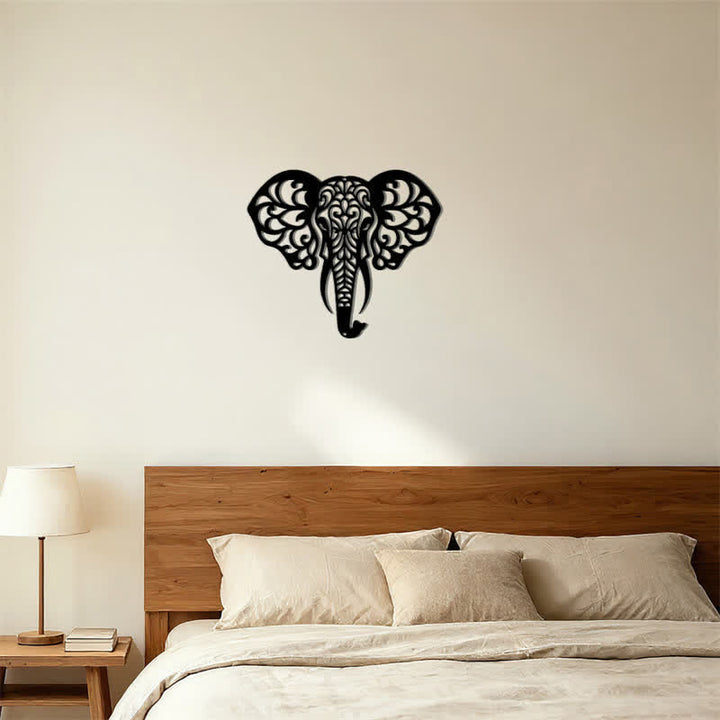 Buddha Stones Decoración de pared de hierro con forma de elefante sagrado que simboliza la sabiduría. - image 11