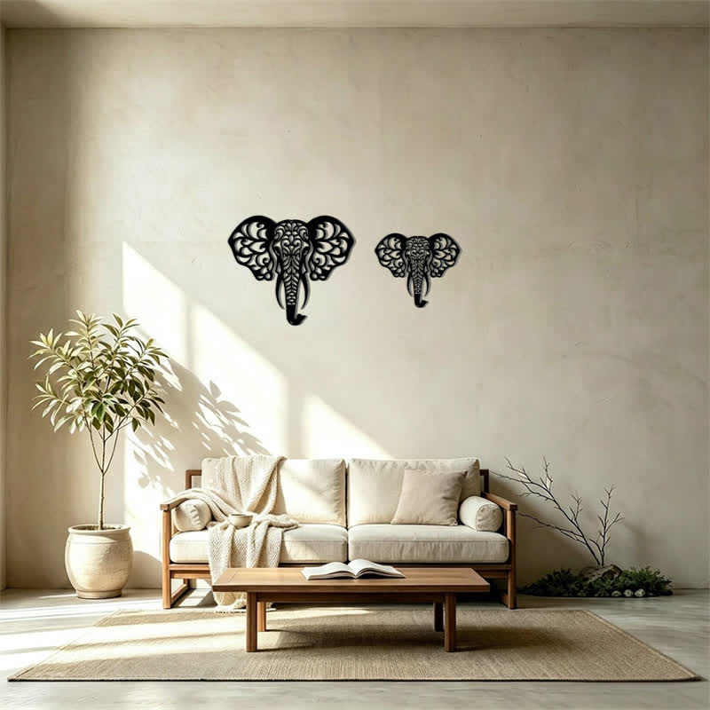 Buddha Stones Decoración de pared de hierro con forma de elefante sagrado que simboliza la sabiduría. - image 15