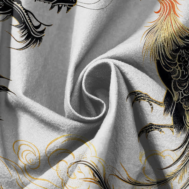 Buddha Stones Pantalones harem para hombre de algodón puro con estampado de dragón, fénix y nube, con cordón ajustable y bolsillos. - image 17