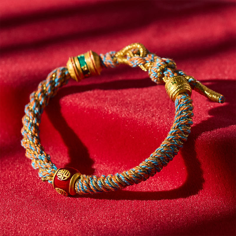 Buddha Stones Pulsera de sabiduría tejida a mano con caracteres tibetanos Om Mani Padme Hum Fu - Om Mani Padme Hum - image 0