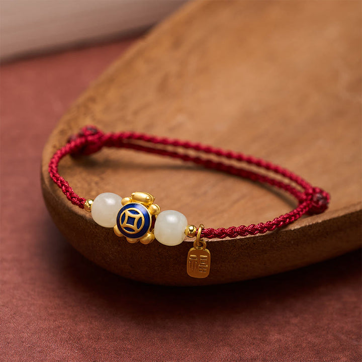 Buddha Stones Pulsera de fuerza tejida a mano con hilo rojo de tortuga - image 17