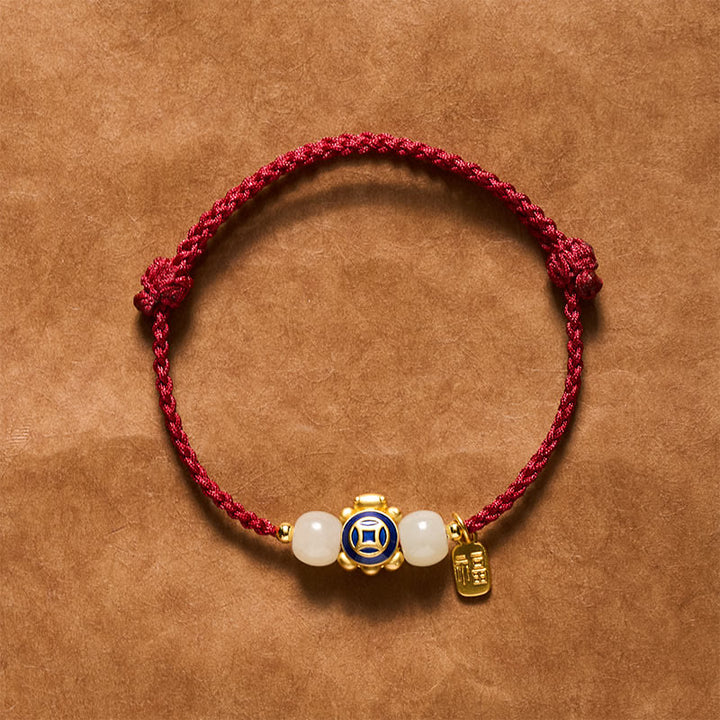 Buddha Stones Pulsera de fuerza tejida a mano con hilo rojo de tortuga - Azul - image 16
