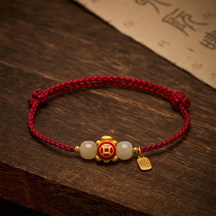 Buddha Stones Pulsera de fuerza tejida a mano con hilo rojo de tortuga - image 3