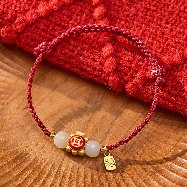 Buddha Stones Pulsera de fuerza tejida a mano con hilo rojo de tortuga - image 4