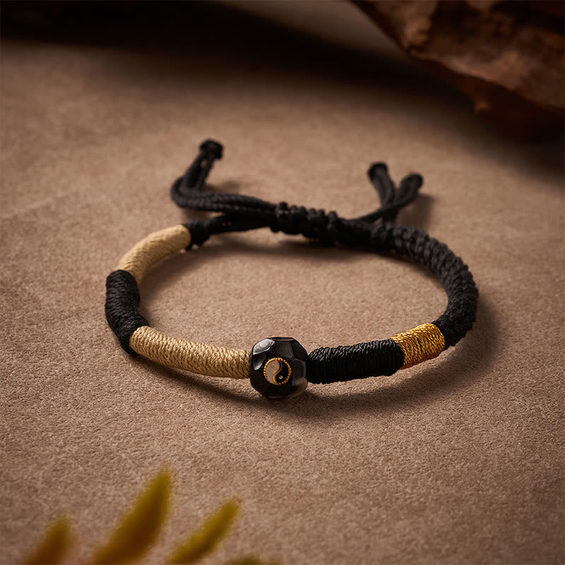 Buddha Stones Pulsera de equilibrio de hilo de ágata de fuego blanca y negra - image 3