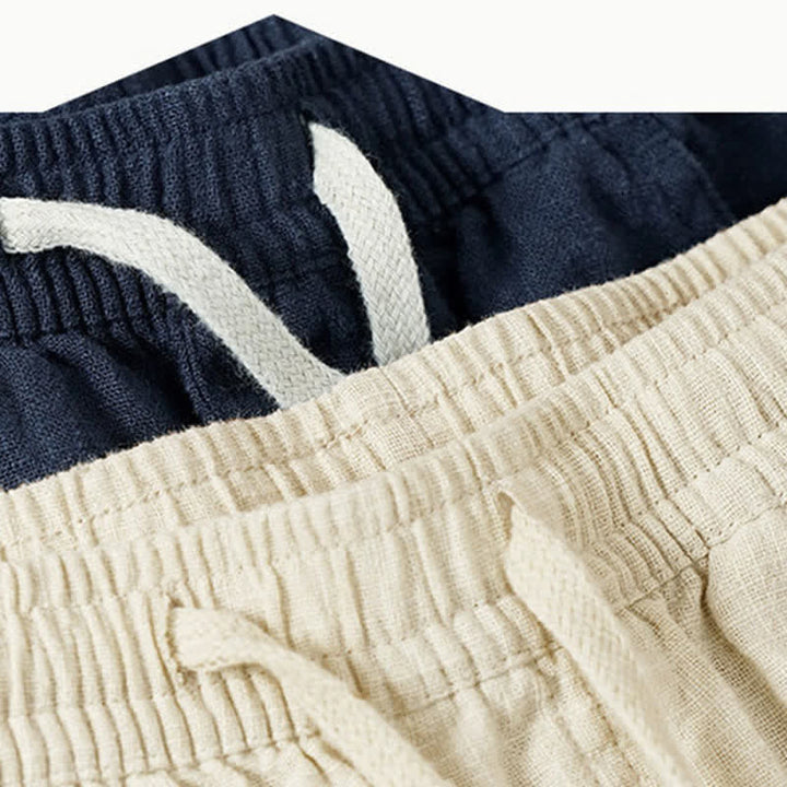 Buddha Stones Pantalones tobilleros lisos con cordón ajustable para hombre, estilo casual de primavera/verano, con pierna recta y bolsillo. - image 14