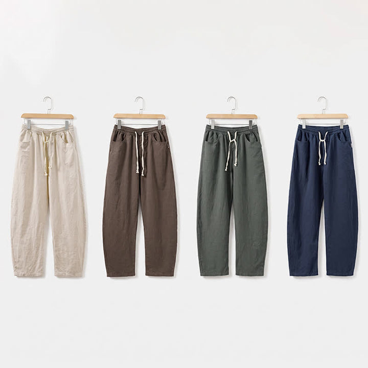 Buddha Stones Pantalones tobilleros lisos con cordón ajustable para hombre, estilo casual de primavera/verano, con pierna recta y bolsillo. - image 13