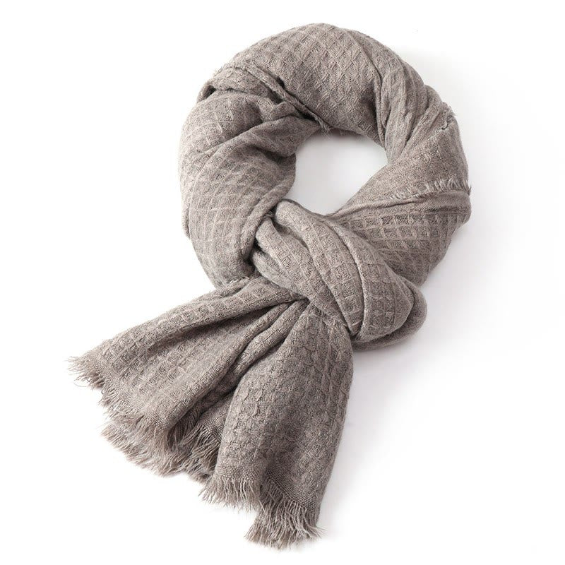 Bufanda tipo chal para hombre con borlas texturizadas y diseño de Buddha Stones, ideal para otoño e invierno. - image 7