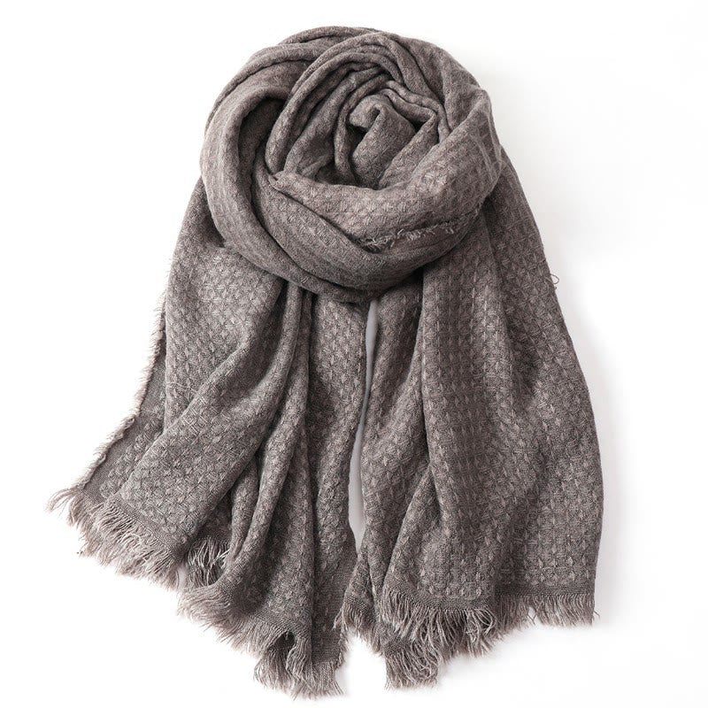 Bufanda tipo chal para hombre con borlas texturizadas y diseño de Buddha Stones, ideal para otoño e invierno. - Broncearse - image 10