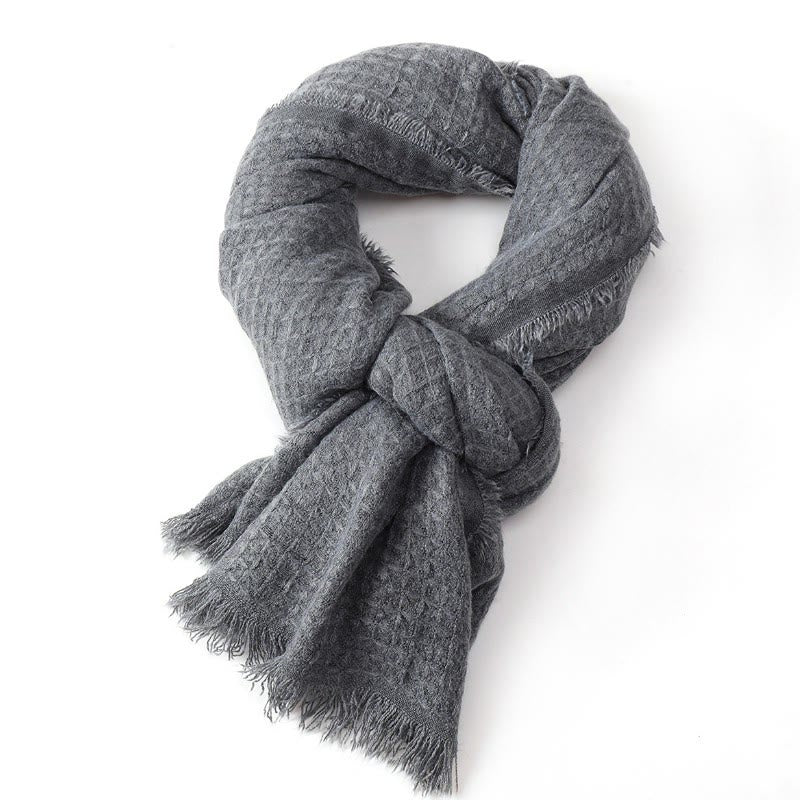 Bufanda tipo chal para hombre con borlas texturizadas y diseño de Buddha Stones, ideal para otoño e invierno. - image 1
