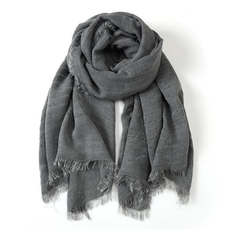 Bufanda de hombre con estampado de Buddha Stones para primavera y otoño, con textura artística y para uso diario. - Gris oscuro - image 10