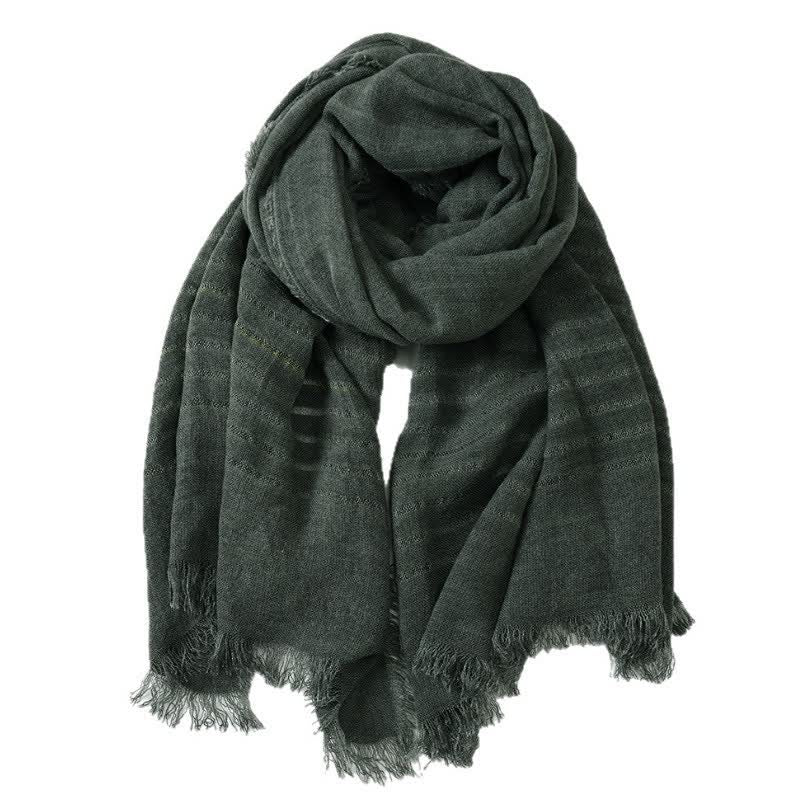 Bufanda de hombre con estampado de Buddha Stones para primavera y otoño, con textura artística y para uso diario. - Verde oliva oscuro - image 12