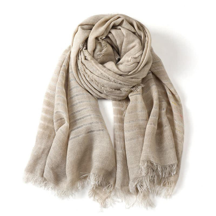 Bufanda de hombre con estampado de Buddha Stones para primavera y otoño, con textura artística y para uso diario. - Beige - image 8
