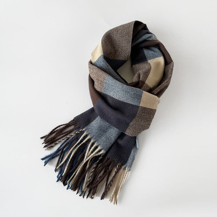 Bufanda rectangular larga a cuadros con flecos para hombre, con estampado de Buddha Stones, ideal para otoño e invierno. - image 6