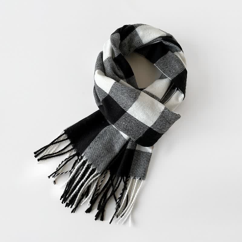 Bufanda rectangular larga a cuadros con flecos para hombre, con estampado de Buddha Stones, ideal para otoño e invierno. - image 1
