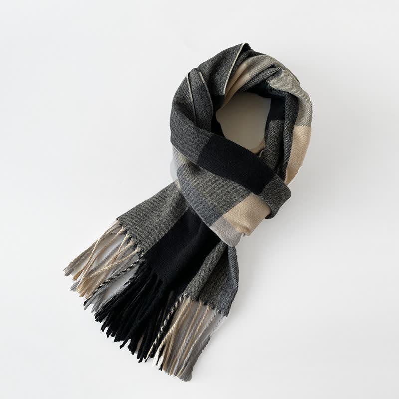 Bufanda rectangular larga a cuadros con flecos para hombre, con estampado de Buddha Stones, ideal para otoño e invierno. - image 13