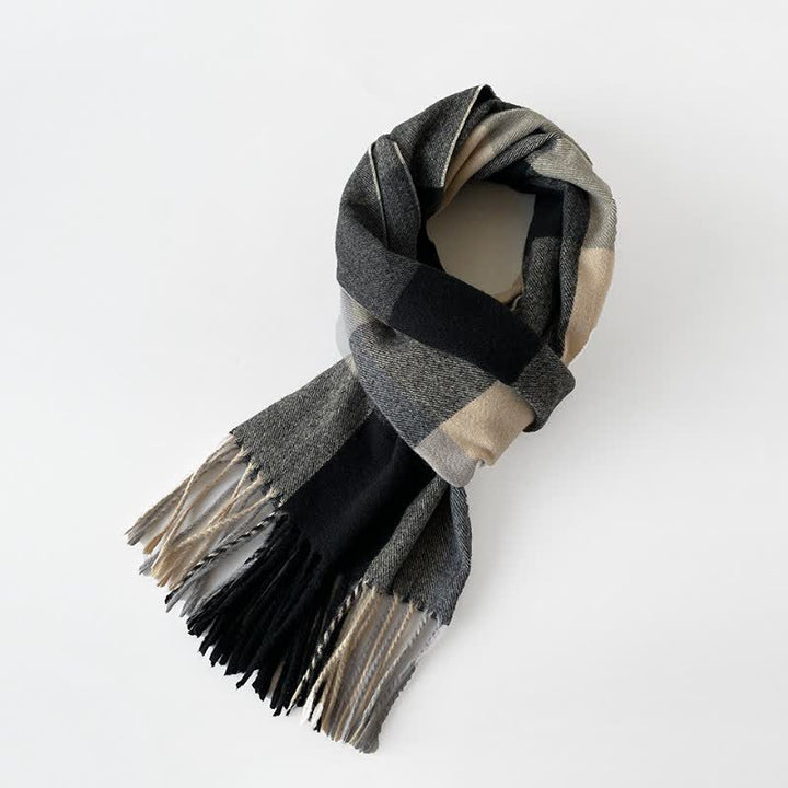 Bufanda rectangular larga a cuadros con flecos para hombre, con estampado de Buddha Stones, ideal para otoño e invierno. - image 13
