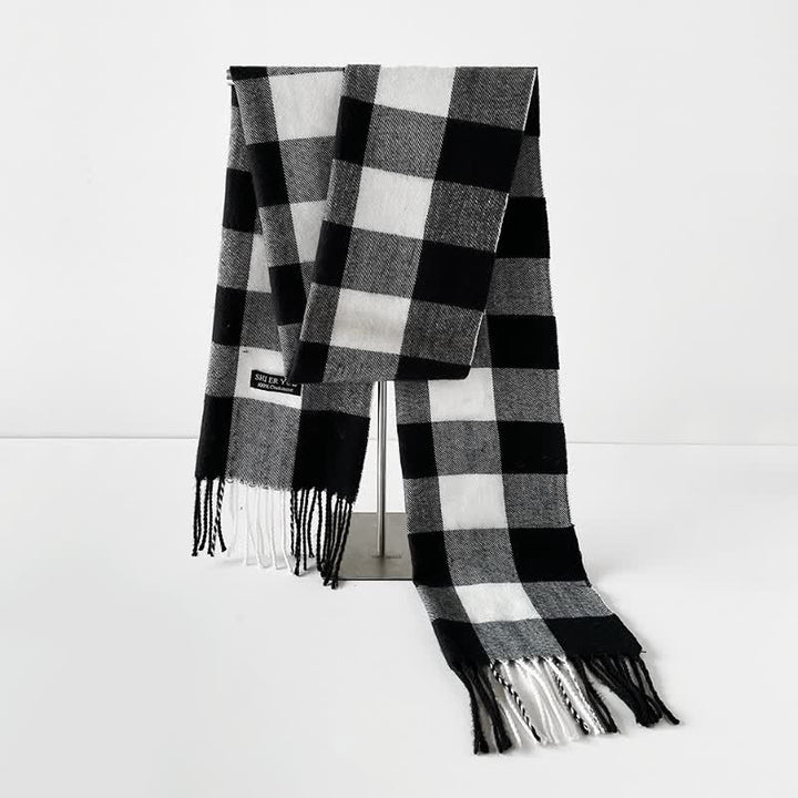 Bufanda rectangular larga a cuadros con flecos para hombre, con estampado de Buddha Stones, ideal para otoño e invierno. - image 3