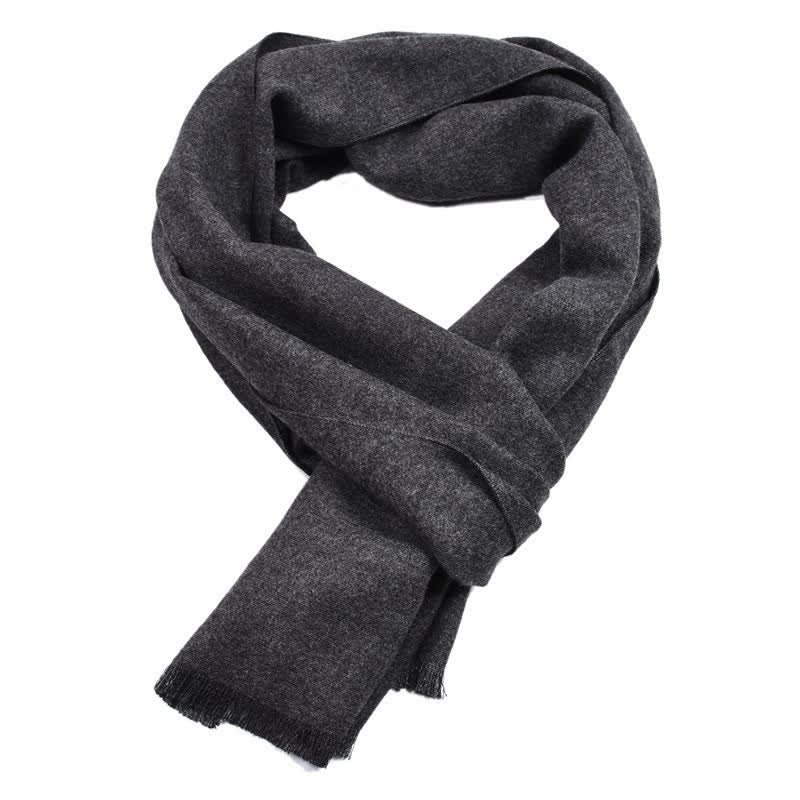 Bufanda larga y acogedora para hombre con borlas, color liso, diseño de Buddha Stones, ideal para otoño e invierno. - Gris pizarra oscuro - image 6
