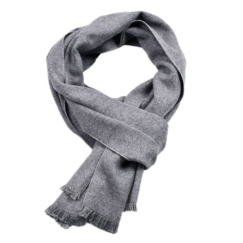 Bufanda larga y acogedora para hombre con borlas, color liso, diseño de Buddha Stones, ideal para otoño e invierno. - Plata - image 0