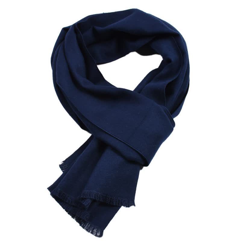 Bufanda larga y acogedora para hombre con borlas, color liso, diseño de Buddha Stones, ideal para otoño e invierno. - Marina de guerra - image 1