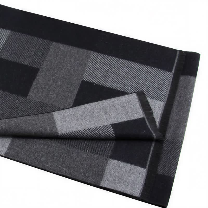 Bufanda rectangular acogedora para hombre con borlas y estampado clásico de cuadros de Buddha Stones para otoño e invierno. - image 5